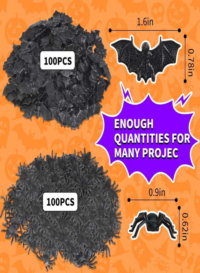 Junware Halloween Miniatures, 200 Pcs Plastic Bats and Fake Spiders for Home Decorations Creepy Scary Prank Mini Halloween Figurines - Image 3